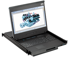 Advantech 96KVM-H17V8U-IN Austin Hughes 1U Drawer 8 Ports KVM 17" FHD LCD Keybaord(USA English)+TouchPad+Indian Plug