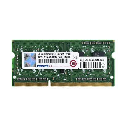 Advantech AQD-SD3L4GN16-SGH 4G SO-DDR3-1600 512X8 1.35V SAM -20~85℃