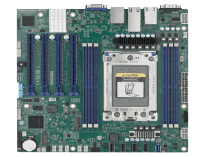 Advantech ASMB-561 MicroATX server board with AMD® EPYC™ 8004, DDR5, PCIe 5.0, and 10GbE for edge AI, HPC, and secure industrial applications.