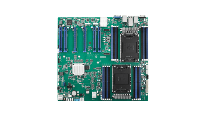 Advantech ASMB-977S Dual LGA4677 Intel® 5th/4th Gen Xeon® Scalable server board with 16x DDR5, 6x PCIe x16, and dual 10GbE for high-performance computing and AI.