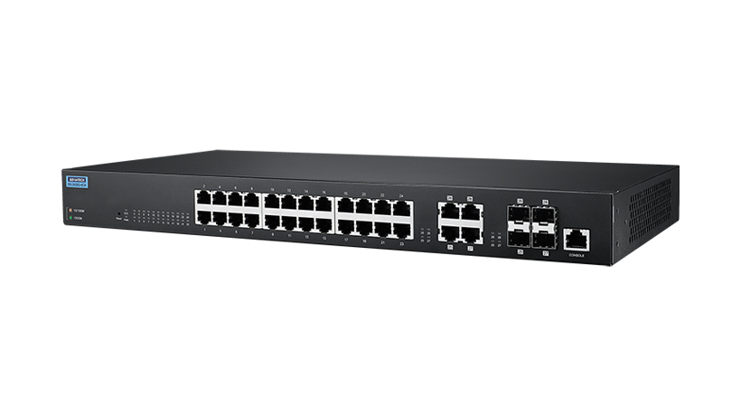 Advantech EKI-2428G-4CA 24GE + 4G Combo yönetilmeyen Ethernet anahtarı, 19" Raf, 100 ~ 240VAC, 0 ~ 60℃
