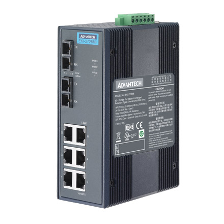 Advantech EKI-2728SI 6GE + 2G Tek Modlu Fiber Bağlantı Noktası Yönetilmeyen Ethernet Anahtarı, -40 ~ 75 ℃