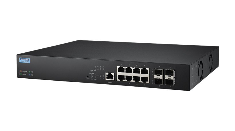 Advantech EKI-7412G-4XP 8ge + 4 10G SFP L2 yönetilen PoE + anahtarı