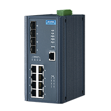 Advantech EKI-7712G-4FPI 8GE PoE ve 4G SFP Yönetilen Ethernet Anahtarı, IEEE802.3af / at, 46 ~ 57VDC, -40 ~ 75 ℃