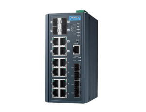 Advantech EKI-7716G-4F4CI 8GE + 4SFP + 4G Birleşik bağlantı noktası Yönetilen Yedekli Endüstriyel Anahtar