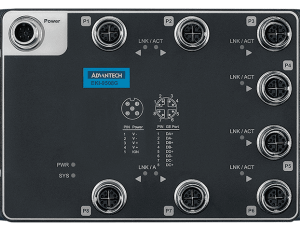Advantech EKI-9508G-ST ITxPT M12 8GE Unmanaged Switch, 9~36 VDC