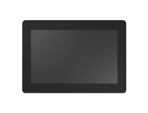 Advantech IDP31-121W 100% flat-front 12.1" industrial touch monitor with an ultra-thin profile, smooth rounded corners, and a rugged glass front for a modern look.