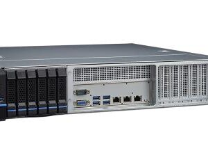 Advantech SKY-7632D 2U edge server with dual 3rd Gen Intel® Xeon® CPUs, massive expansion, and high-density storage. Optimized for AI inference, CDN, and edge data caching.