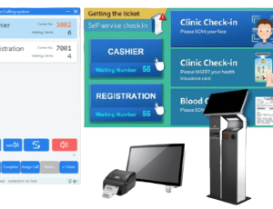 Advantech İnteraktif Queuning Terminali Interactive Queuing Terminal: Counter-calling with SignageCMS for service info & HQM client for efficient data exchange,boosting patient satisfaction