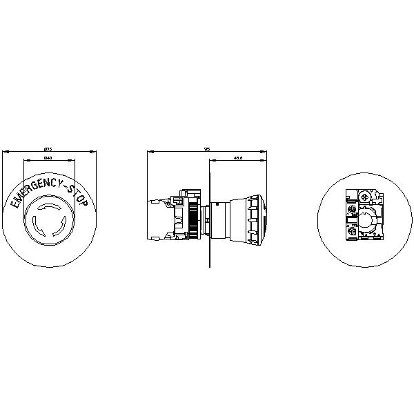 3SU1100-1HB20-1CG0 SIRIUS ACT PLASTIK ÇEVIR-KUR 1NC “EMERGENCY STOP” PLAKALI KOMPLE ACIL STOP MANTAR BUTONLAR 40MM - Görsel 2