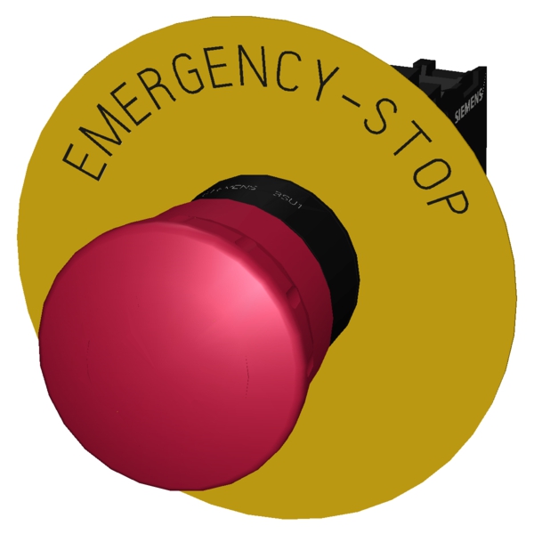 3SU1100-1HB20-1CG0 SIRIUS ACT PLASTIK ÇEVIR-KUR 1NC “EMERGENCY STOP” PLAKALI KOMPLE ACIL STOP MANTAR BUTONLAR 40MM - Görsel 3