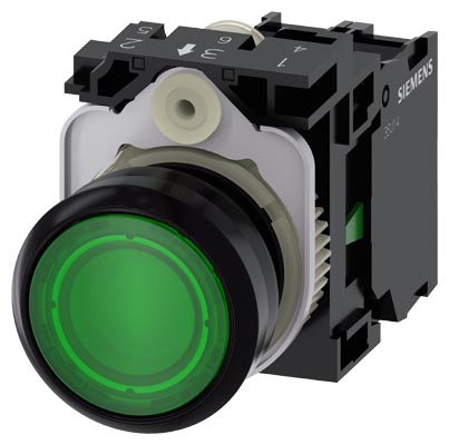 3SU1102-0AB40-1BA0 SIRIUS ACT PLASTIK YEŞIL KOMPLE IŞIKLI YAY DÖNÜŞLÜ BUTONLAR 24 AC/DC 1NO