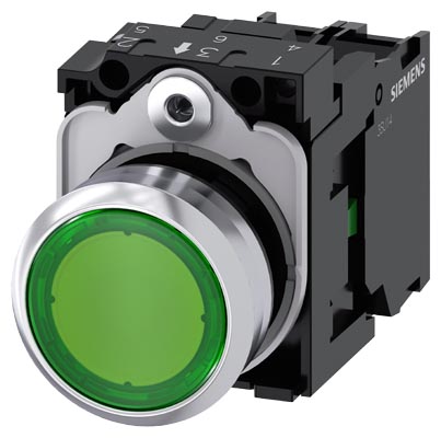 3SU1152-0AB40-1BA0 SIRIUS ACT METAL KOMPLE IŞIKLI YAY DÖNÜŞLÜ BUTONLAR YEŞIL 24 AC/DC 1NO