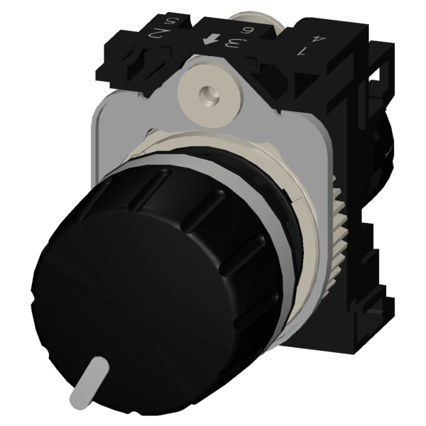 3SU1200-2PS10-1AA0 Potentiometer, compact, 22 mm, round, plastic, black, 10k ohm, with holder, screw terminal - Görsel 3