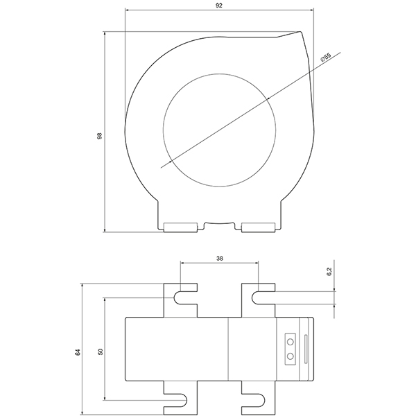 3UL2303-1A Residual-current transformer for residual current monitoring Bushing opening 55 mm Residual current 30 mA...40 A - Görsel 2