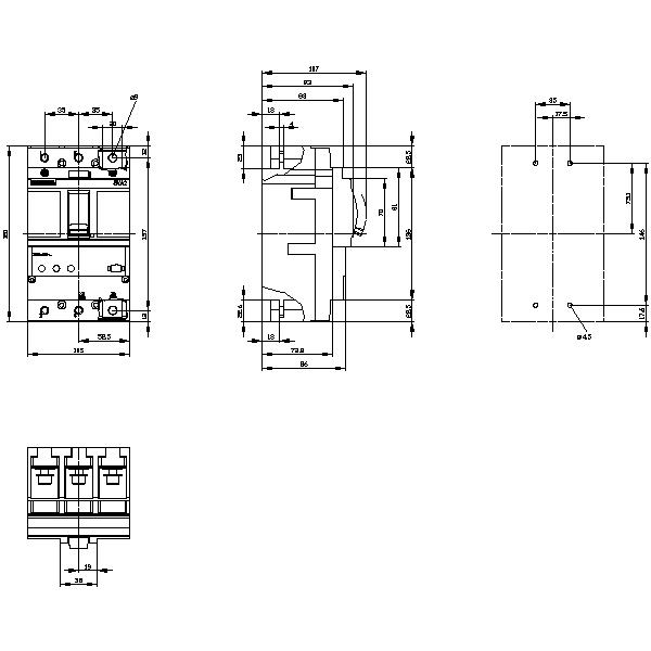 3VA2225-5HL32-0AA0 CİRCUİT BREAKER 3VA2 IEC ADET FRAME 250 BREAKİNG CAPACİTY CLASS M ICU=55KA @ 415V 3- POLE, LİNE PROTECTİON ETU320, LI, IN=250A - Görsel 2
