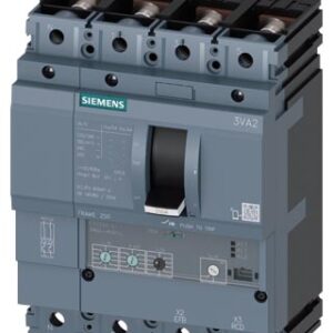 3VA2225-5HL42-0AA0 CIRCUIT BREAKER 3VA2 IEC FRAME 250 BREAKING CAPACITY CLASS M ICU=55 KA @ 415 V 4-POLE, LINE PROTECTION ETU320, LI, IN=250 A OVE