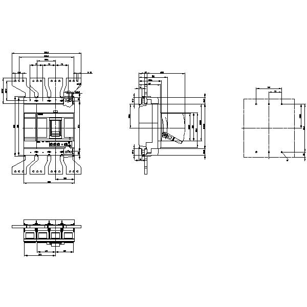 3VA2612-5HL42-0AA0 circuit breaker 3VA2 IEC Frame 1250 breaking capacity class M Icu=55 kA @ 415 V 4-pole, line protection ETU320, LI, In=1250 A - Görsel 2