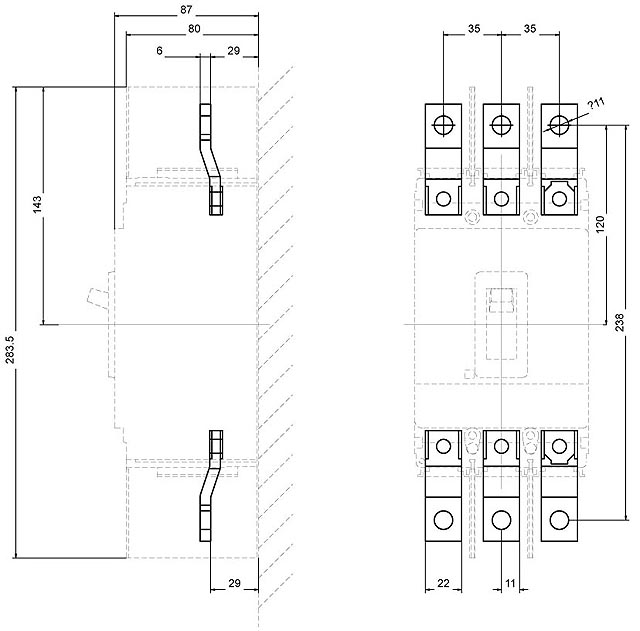 3VL9300-4EC30 Accessories for VL250, front connection bars consi - Görsel 2