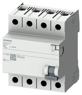 5SV5646-6 SIEMENS KAÇAK AKIM KORUMA RÖLESİ 63A 300MA 3P+N A TİPİ