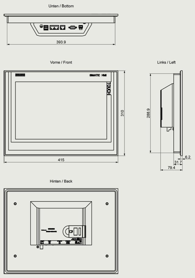 6AV2124-0QC02-0AX2 HMI TP1500 COMFORT PN/MPI/DP - Görsel 2