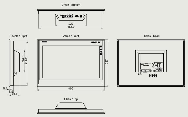 6AV2124-0UC02-0AX1 HMI TP1900 COMFORT PN/MPI/DP - Görsel 2