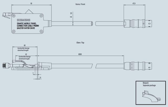 6AV2181-5AF08-0AX0 HMI Connection Cable For KTPX00(F) Mobile 8mt - Görsel 2