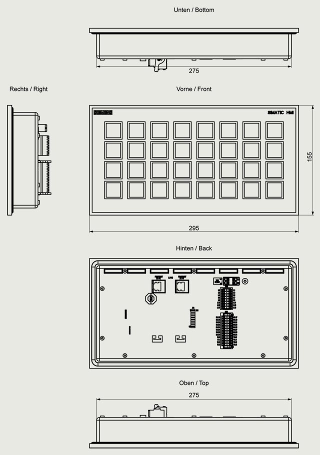 6AV3688-3EH47-0AX0 SIMATIC HMI KP32F PN, KEY PANEL, 32 SHORT-STROKE KEYS WİTH MULTİ-COLORED LEDS, PROFINET İNTERFACES WİTH PROFISAFE, 16 DI 16 DI/ - Görsel 2