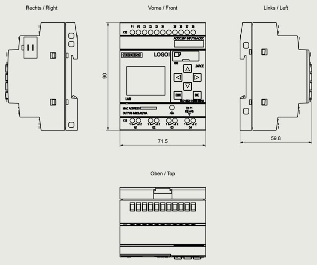 6ED1052-1HB08-0BA1 LOGO! 24VAC/DC 24V/RELAY 8DI/4DQ - Görsel 2