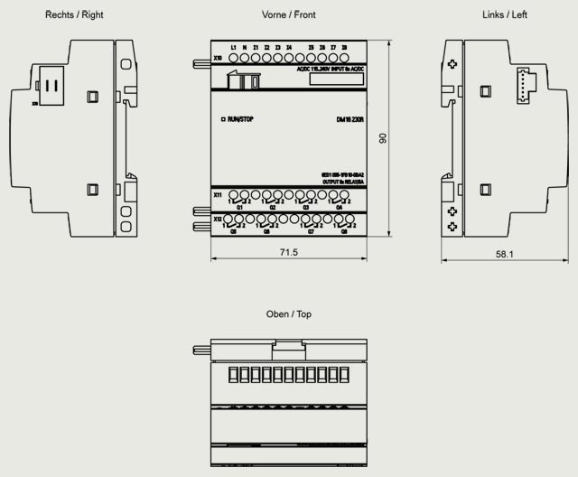 6ED1055-1FB10-0BA2 LOGO! DM16 230R expansion module, PS/I/O: 230V/230 - Görsel 2