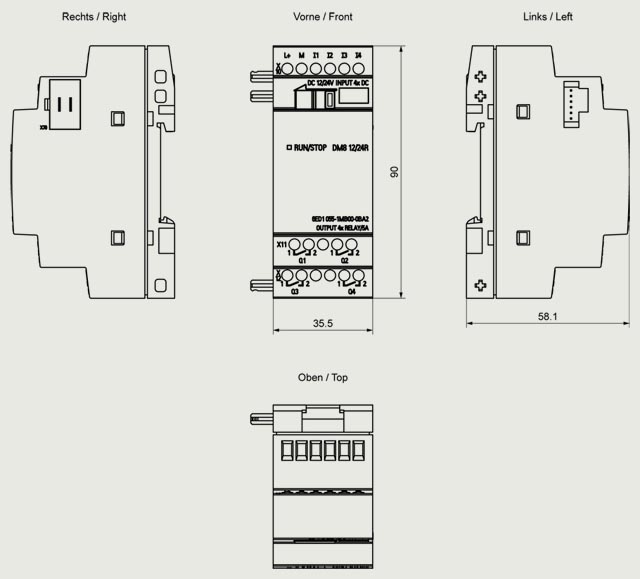 6ED1055-1MB00-0BA2 LOGO! 4DI/4DQ 12-24V/12-24V/RELAY - Görsel 2