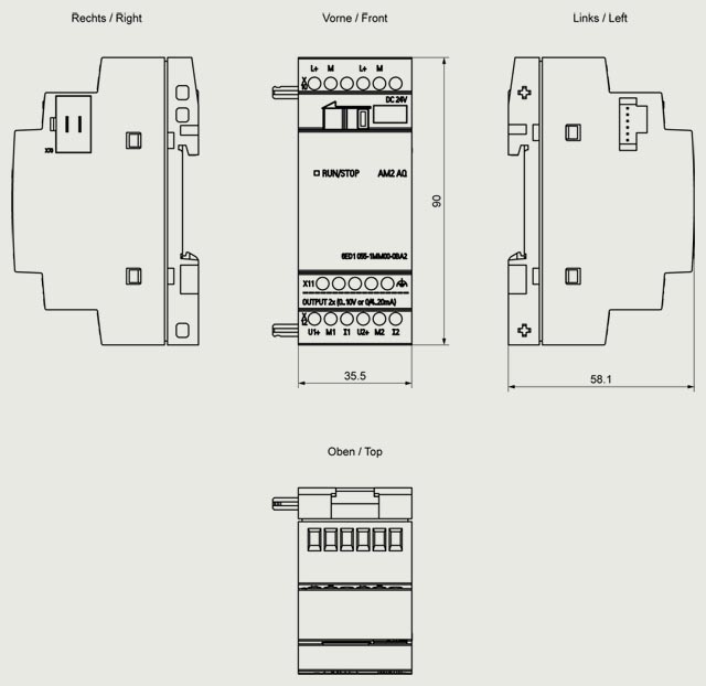 6ED1055-1MM00-0BA2 ANALOG OUTPUT MODULE LOGO! AM2 AQ - Görsel 2