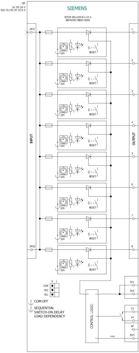 6EP4438-7EB00-3DX0 SITOP SEL1400 10 A SELECTIVITY MODULE 24V DC / 8X10A - Görsel 4