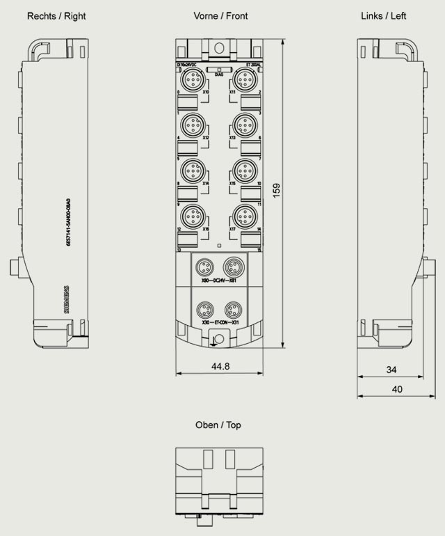 6ES7141-5AH00-0BA0 SIMATIC ET 200AL, DI 16x 24 V DC, 8x M12, Degree of protection IP67 - Görsel 2