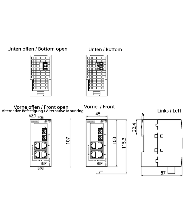 6GK5004-1BF00-1AB2 SCALANCE XB004-1LD unmanaged Industrial Ethernet Switch - Görsel 2