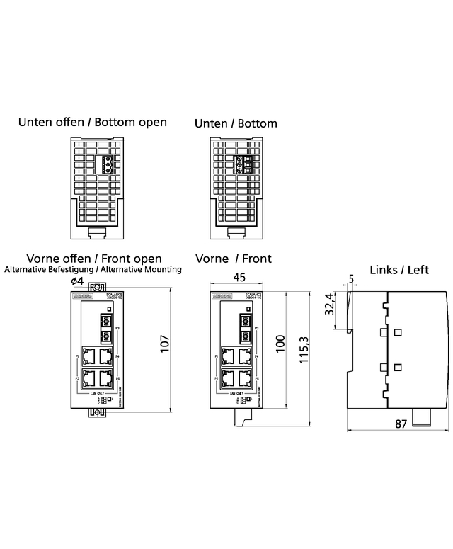 6GK5004-1GL10-1AB2 SCALANCE XB004-1G unmanaged Industrial Ethernet Sw - Görsel 2