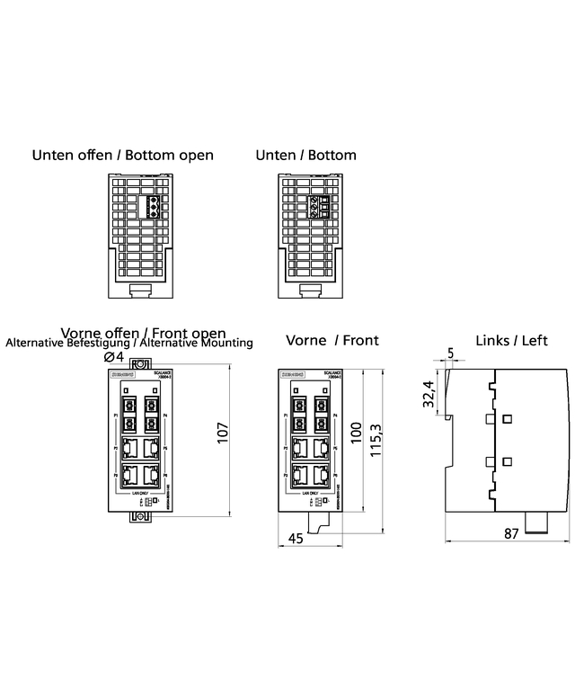 6GK5004-2BD00-1AB2 SIEM SCALANCE XB004-2 UNMANAGED - Görsel 2