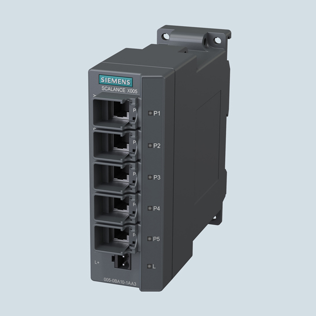 6GK5005-0BA10-1AA3 SCALANCE X005, IE Entry Level Switch unmanaged 5x 10/100 Mbit/s RJ45 ports, LED diagnostics, IP30, 24 V DC power supply, PROFIN - Görsel 3