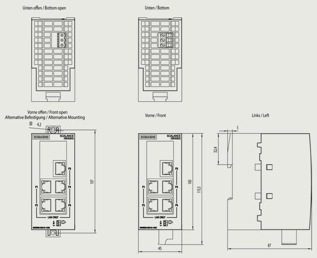 6GK5005-0GA10-1AB2 SCALANCE XB005G UNMANAGED INDUSTRİAL ETHERNET SWİTCH FOR 10/100/1000 MBİT/S; FOR SETTİNG UP SMALL STAR AND LİNE TOPOLOGİES; LED - Görsel 2
