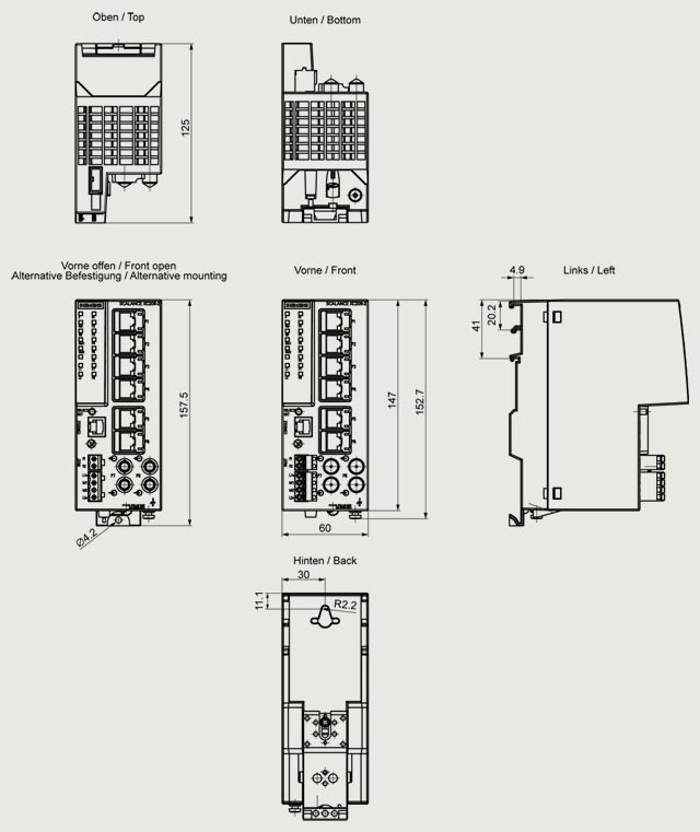 6GK5206-2BB00-2AC2 SCALANCE XC206-2 MANAGEABLE LAYER 2 IE SWITCH; IEC 62443-4-2 CERTIFIED; 6X 100 MBIT/S RJ45 PORTS; 2X 100 MBIT/S ST/BFOC PORTS; - Görsel 2