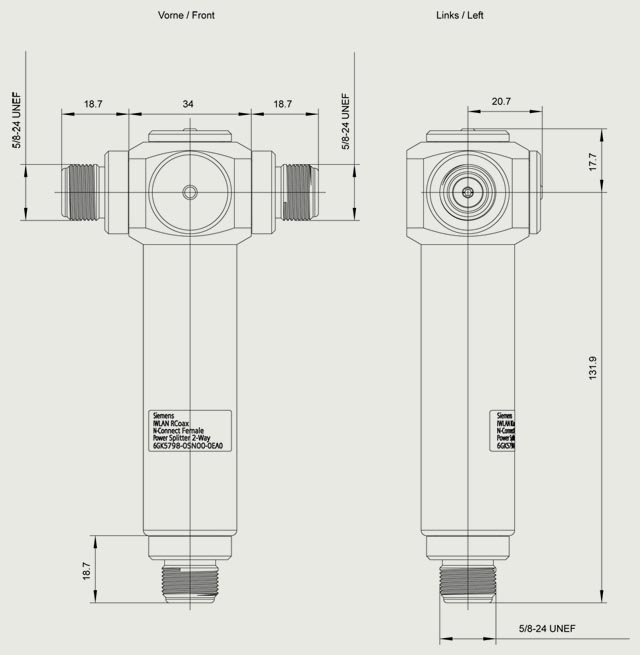 6GK5798-0SN00-0EA0 N-CONNECT FEMALE POWER SPLİTTER 2-FOLD; 2.4 AND 5 - Görsel 2
