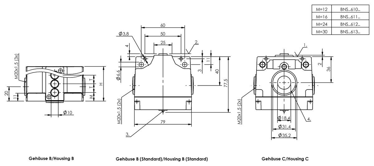 BNS03FY - BNS 816-B04-KHG-12-610-11 (Endüktif çok konumlu limit sviçler) - Görsel 2