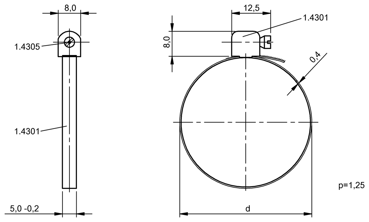 BAM00N2 - SCHLAUCHSCHELLE BMF GR. 0 (Evrensel braketler) - Görsel 2
