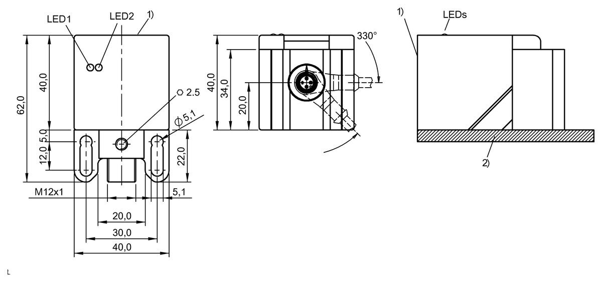 BES0224 - BES Q40KGU-PAC25Z-S04G-011 (Endüktif Faktör 1 sensörler) - Görsel 2