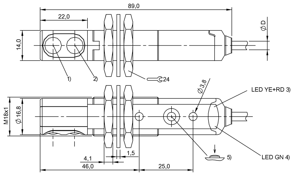 BOS00LF - BOS 18KW-PA-1HA-C-02 (Arka plan bastırma özelliğine sahip olan cisimden yansımalı sensör) - Görsel 2