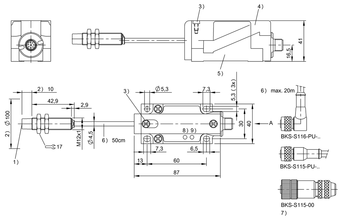 BIS00CK - BIS L-400-043-003-02-S115 (Entegre işlemci ünitesi bulunan LF okuma/yazma kafaları (125 kHz)) - Görsel 2