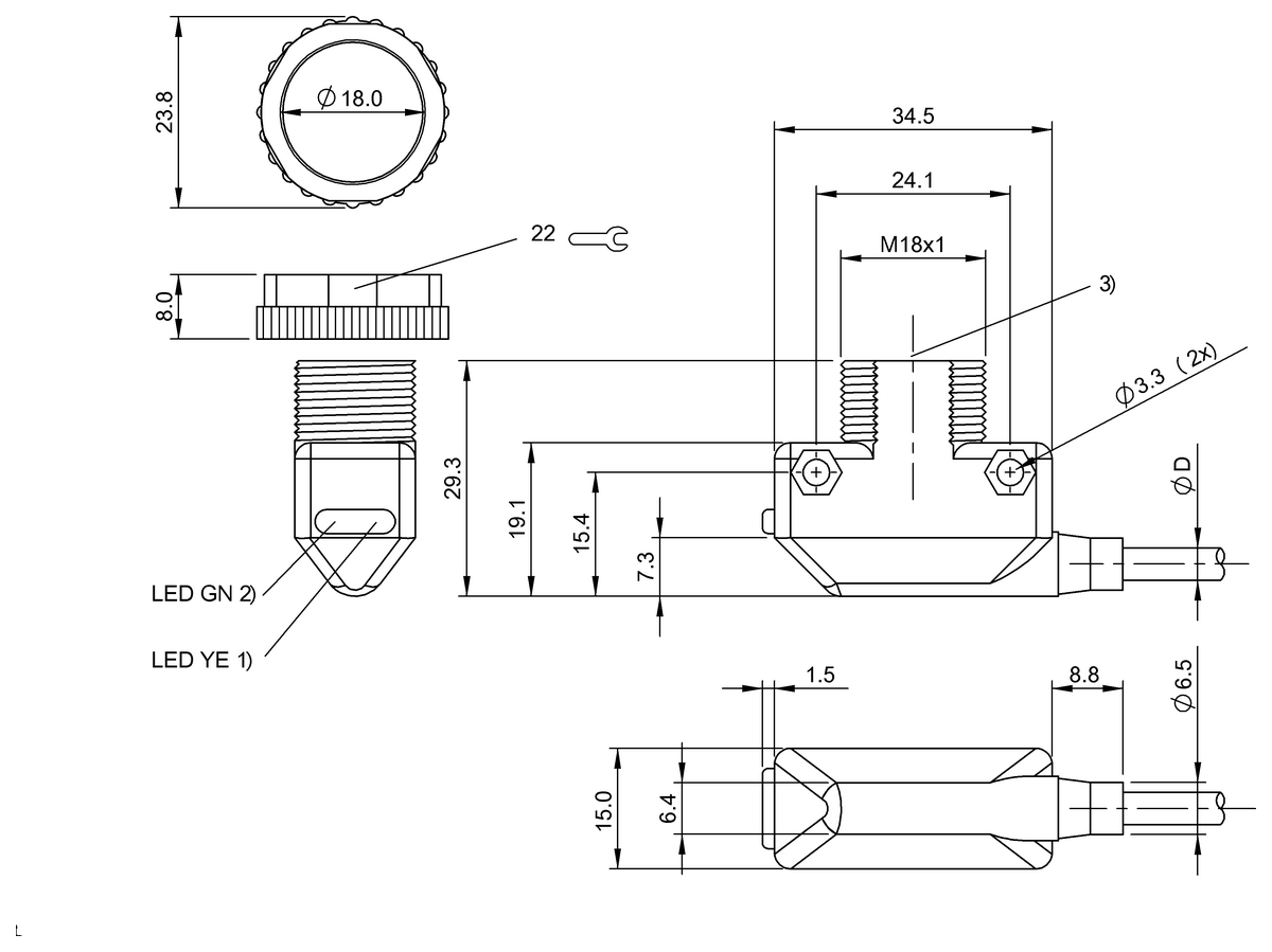 BOS019E - BOS 11K-PA-RH11-02 (Arka plan bastırma özelliğine sahip olan cisimden yansımalı sensör) - Görsel 2