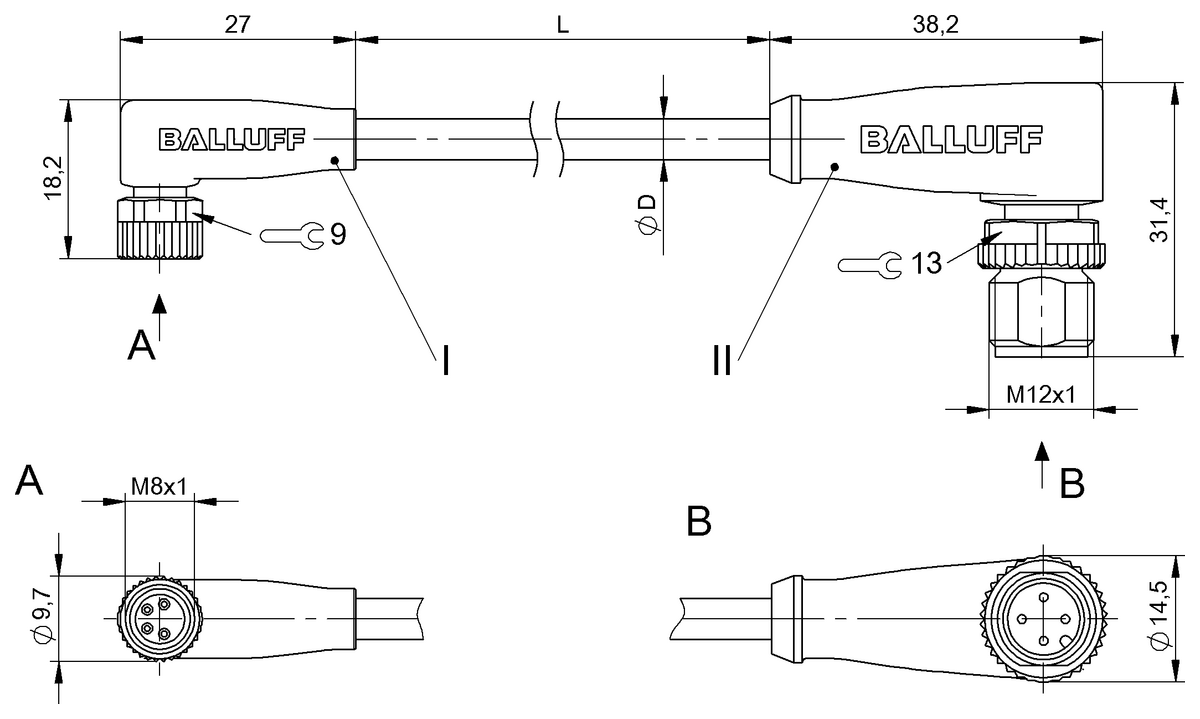 BCC05CM - BCC M324-M424-3E-304-PX44T2-006 (Çift uçlu kablo setleri) - Görsel 2