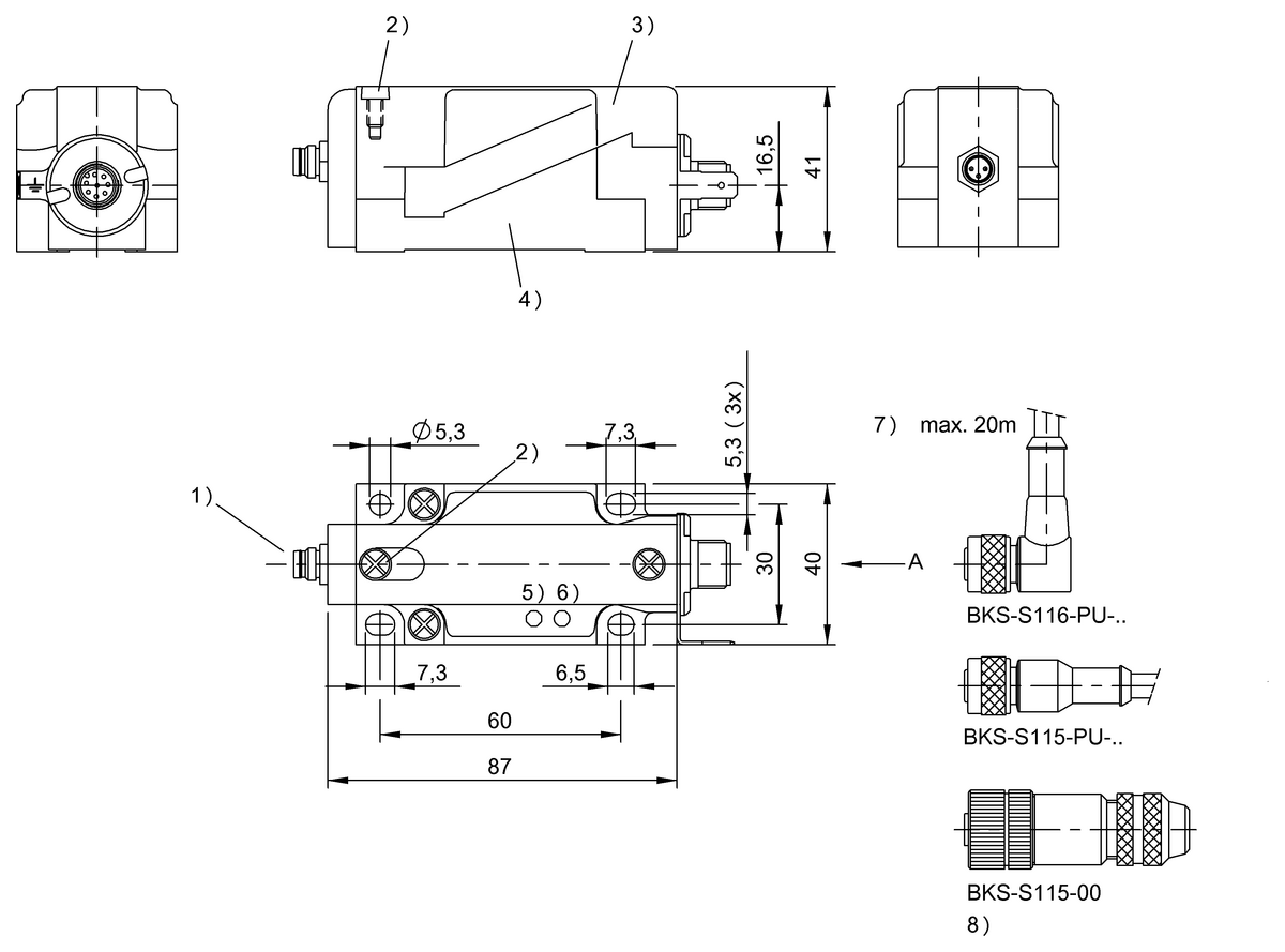 BIS00K6 - BIS L-400-047-010-00-S115 (Entegre işlemci ünitesi bulunan LF okuma/yazma kafaları (125 kHz))