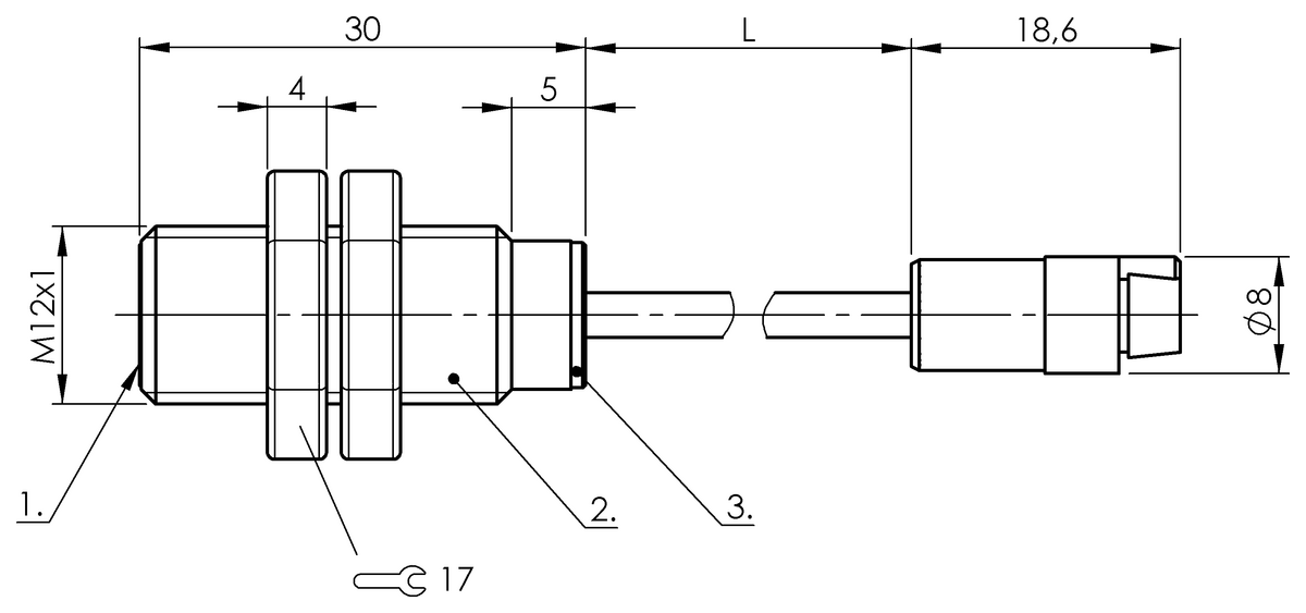 BCS0018 - BCS M12T4D-XXS40C-EP02-GZ01-002 (Amplifikatörler için kapasitif sensör kafaları) - Görsel 2